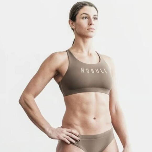 NoBull Women's Brown Racerback Bikini Swim Top Size Medium - Picture 1 of 5